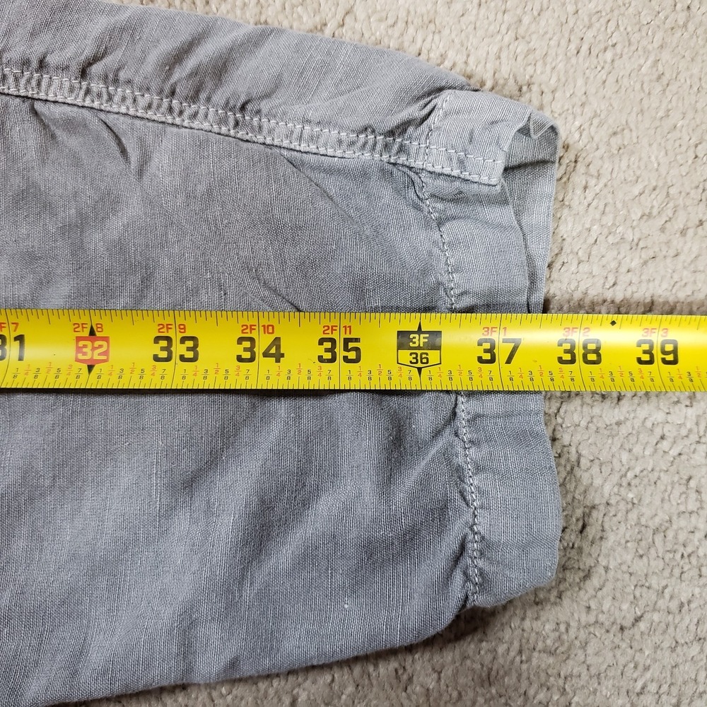 Sundance Linen Blend Pants 16 Gray Button Fly Crop Square Pockets Boho Festival - Picture 9 of 9